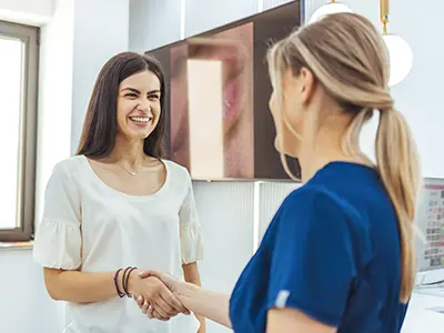 smiling customer with nurse